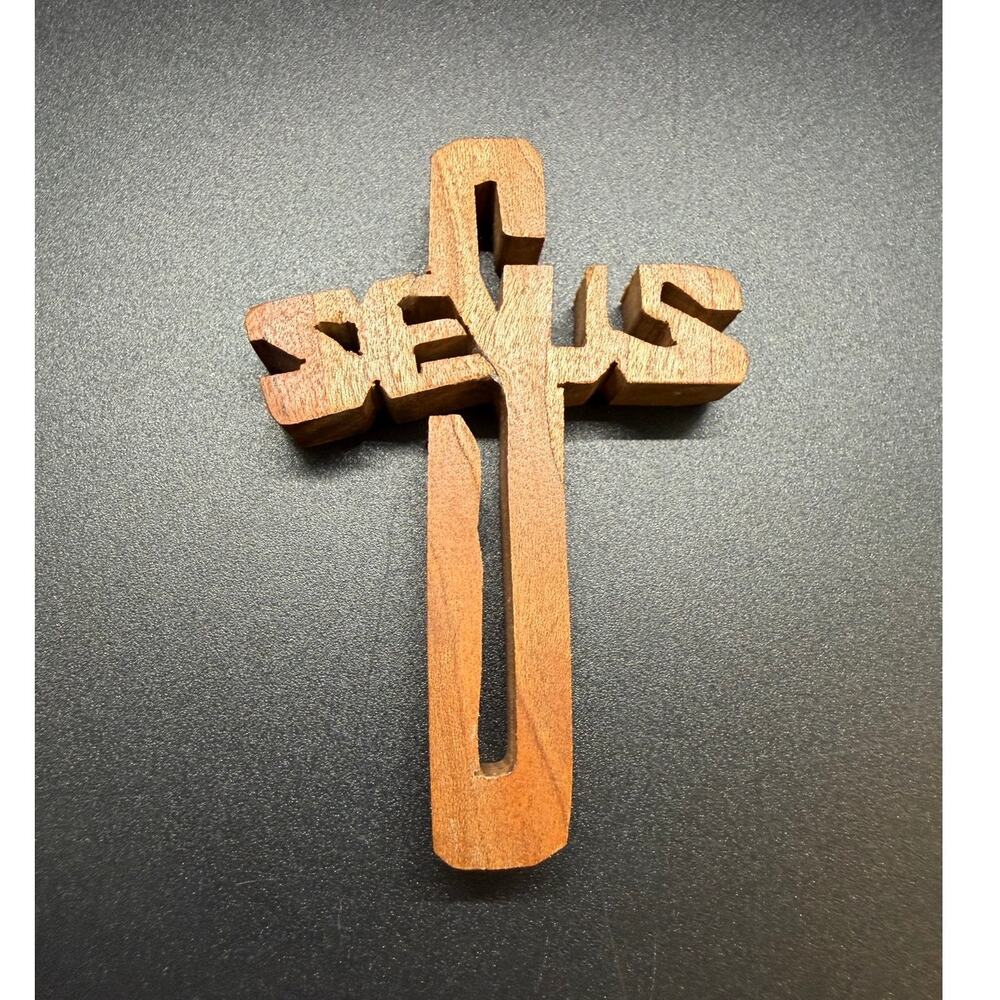 Olive Wood Cross 3in Wall Carved Jesus Hand Made Jerusalem Holy Land blessed